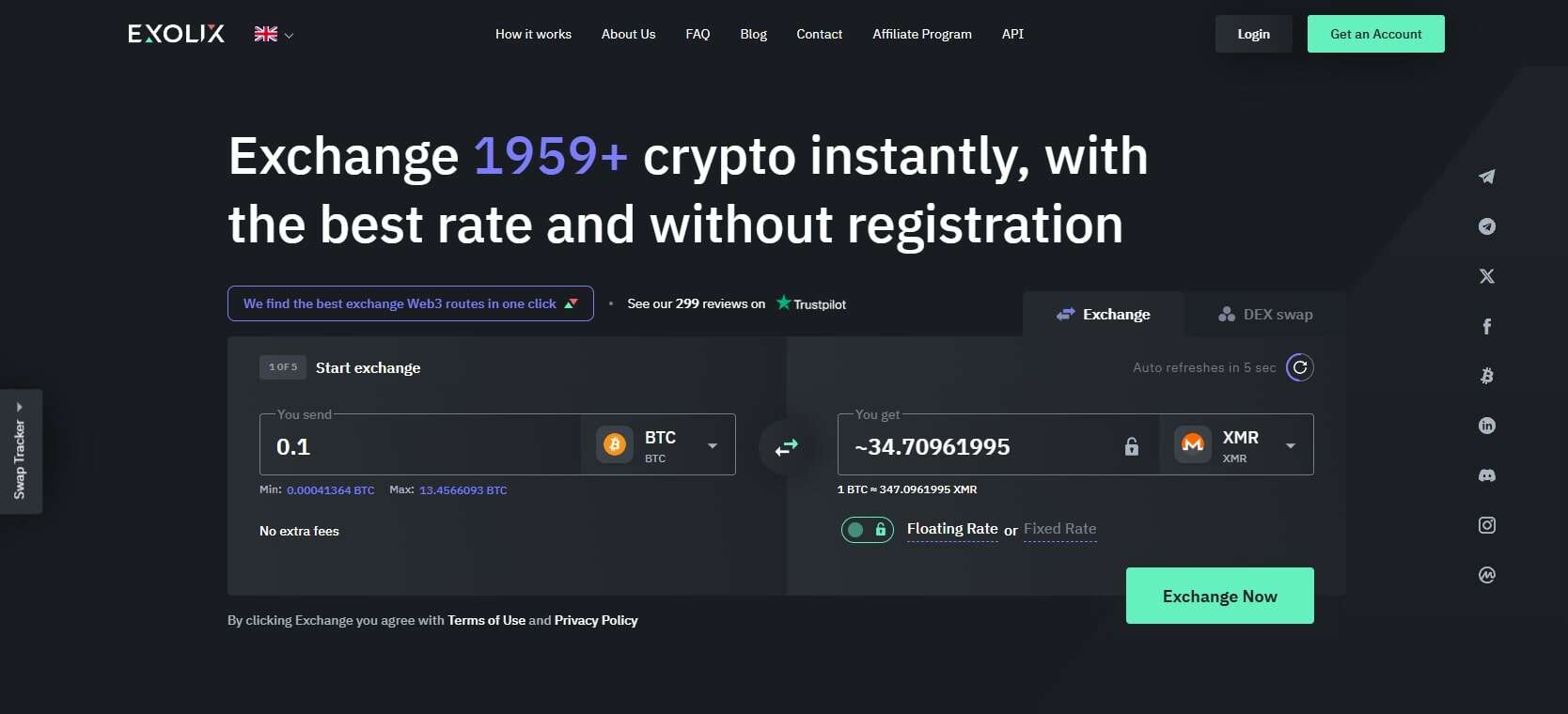 Exolix homepage