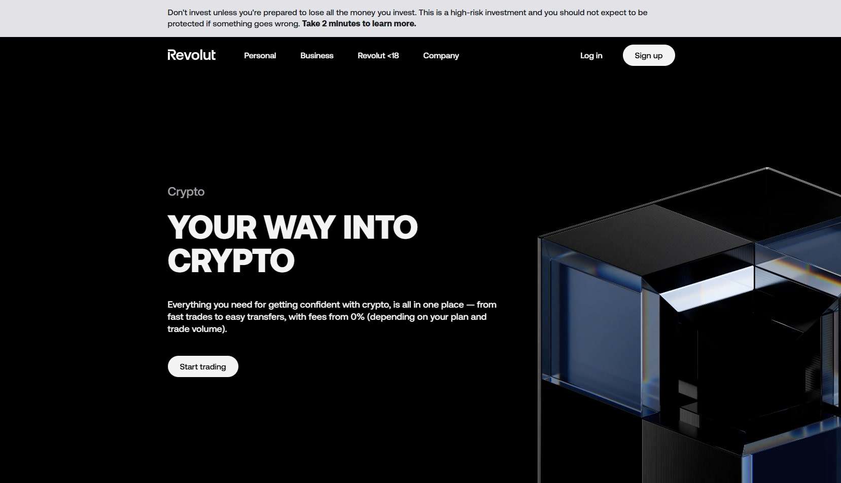Revolut Crypto homepage