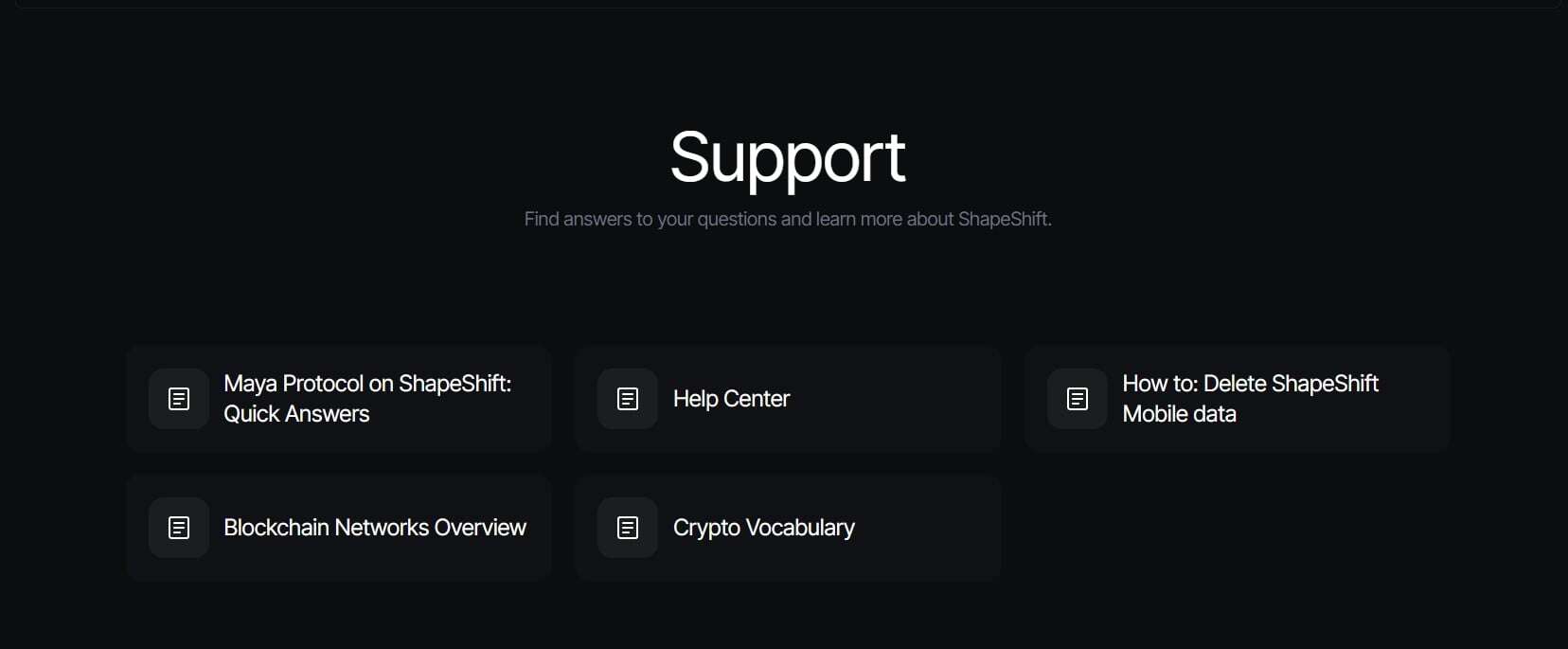ShapeShift support