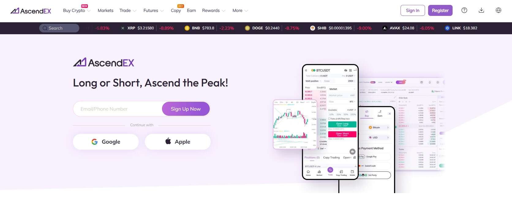 AscendEX homepage