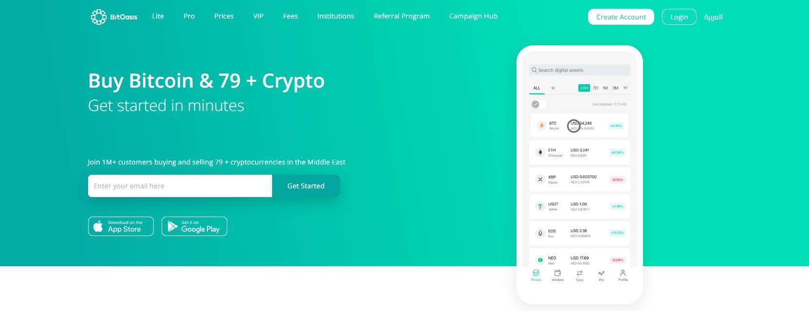 BitOasis homepage