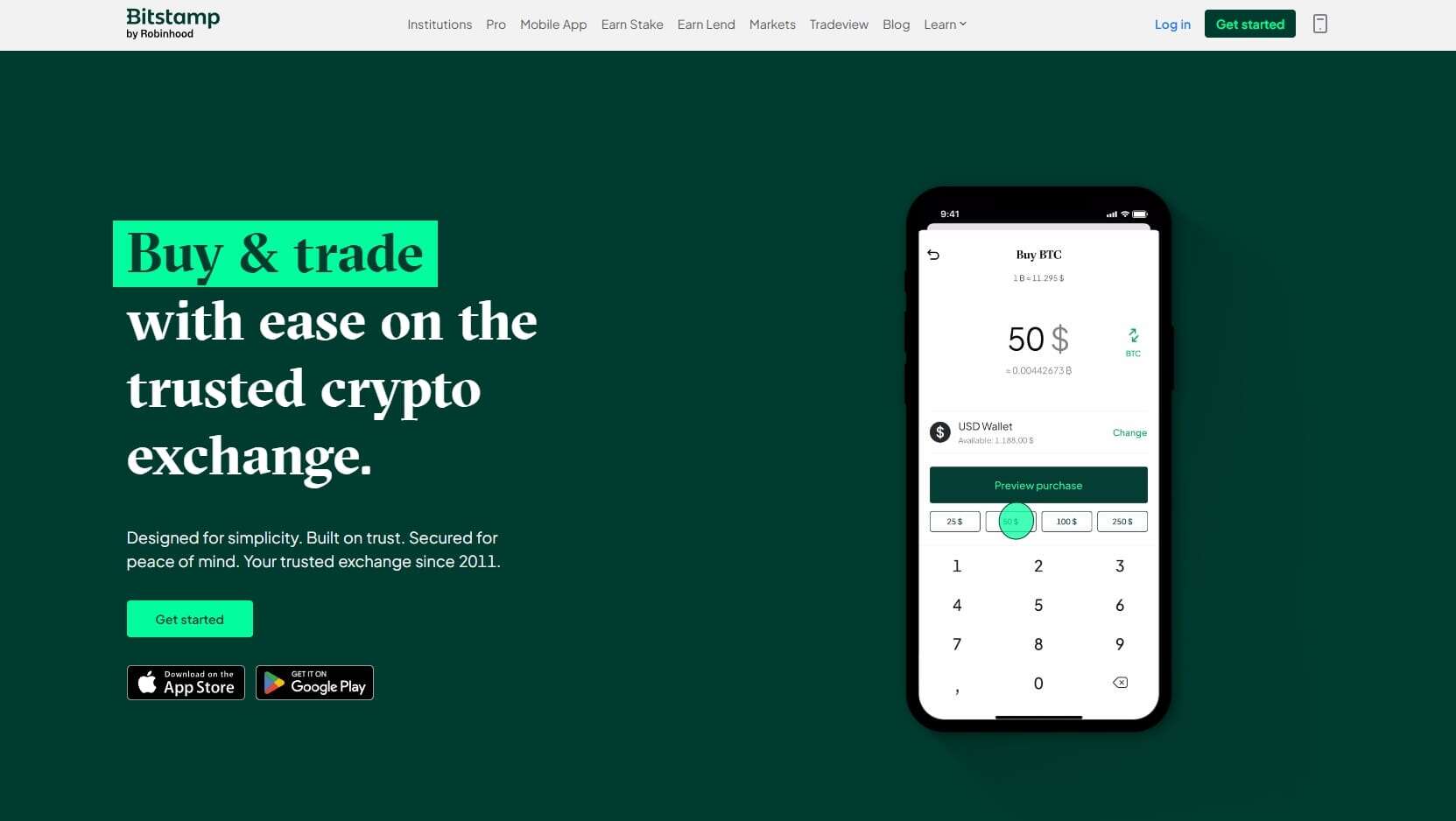 Bitstamp homepage