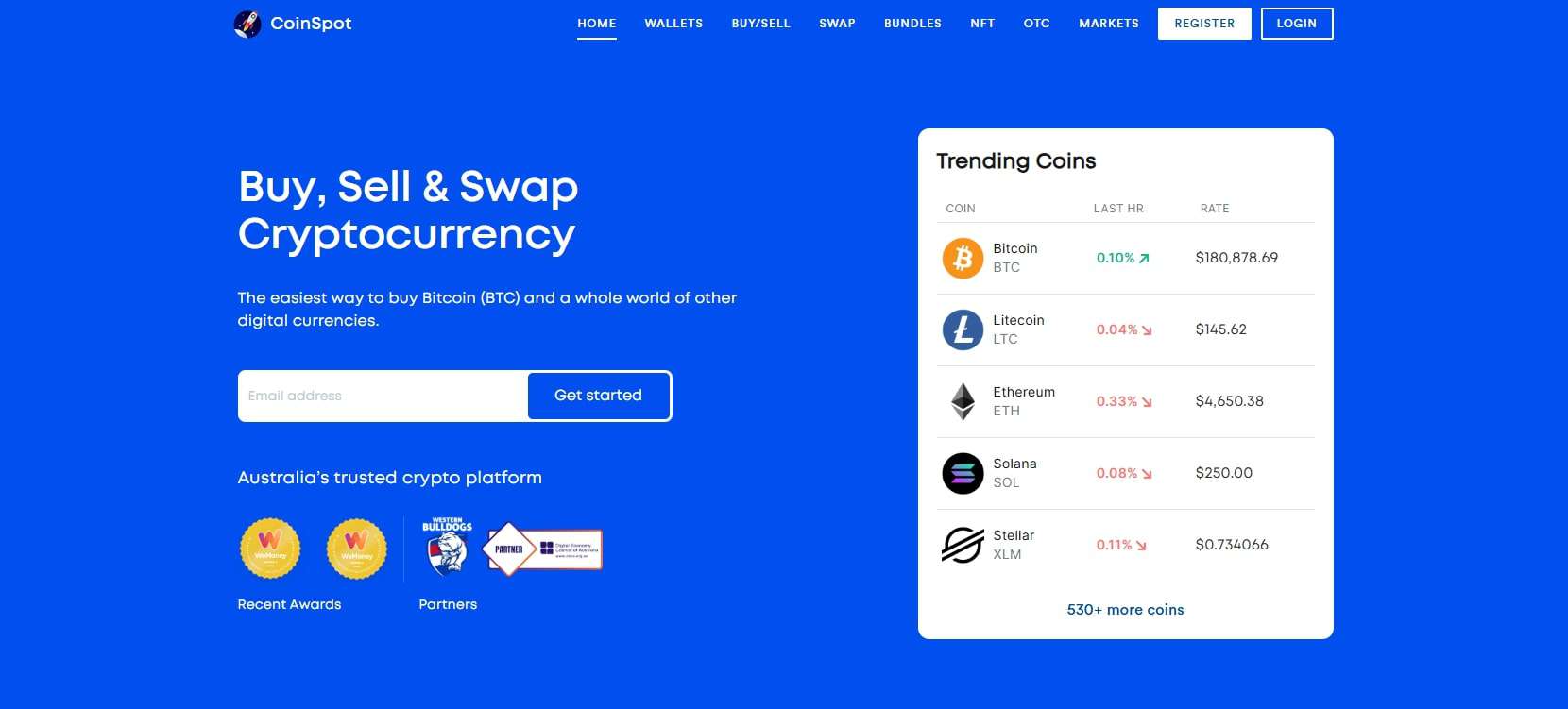 CoinSpot homepage