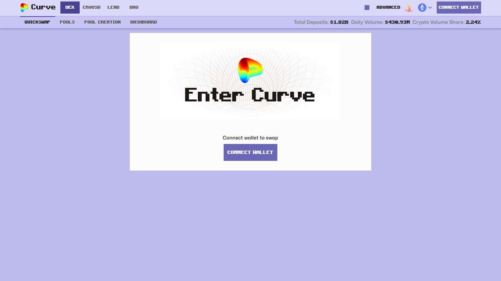 Curve Finance homepage