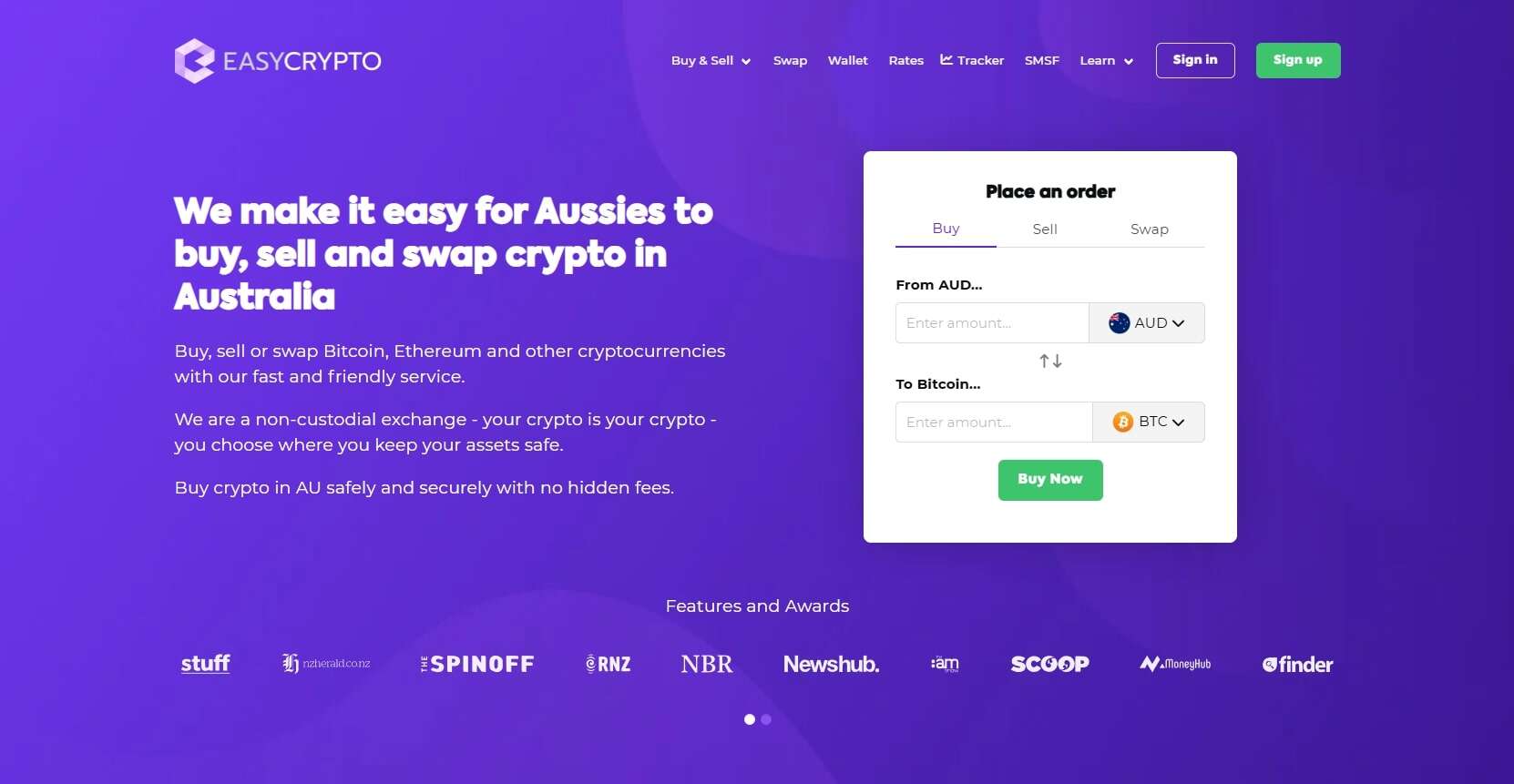 Easy Crypto homepage