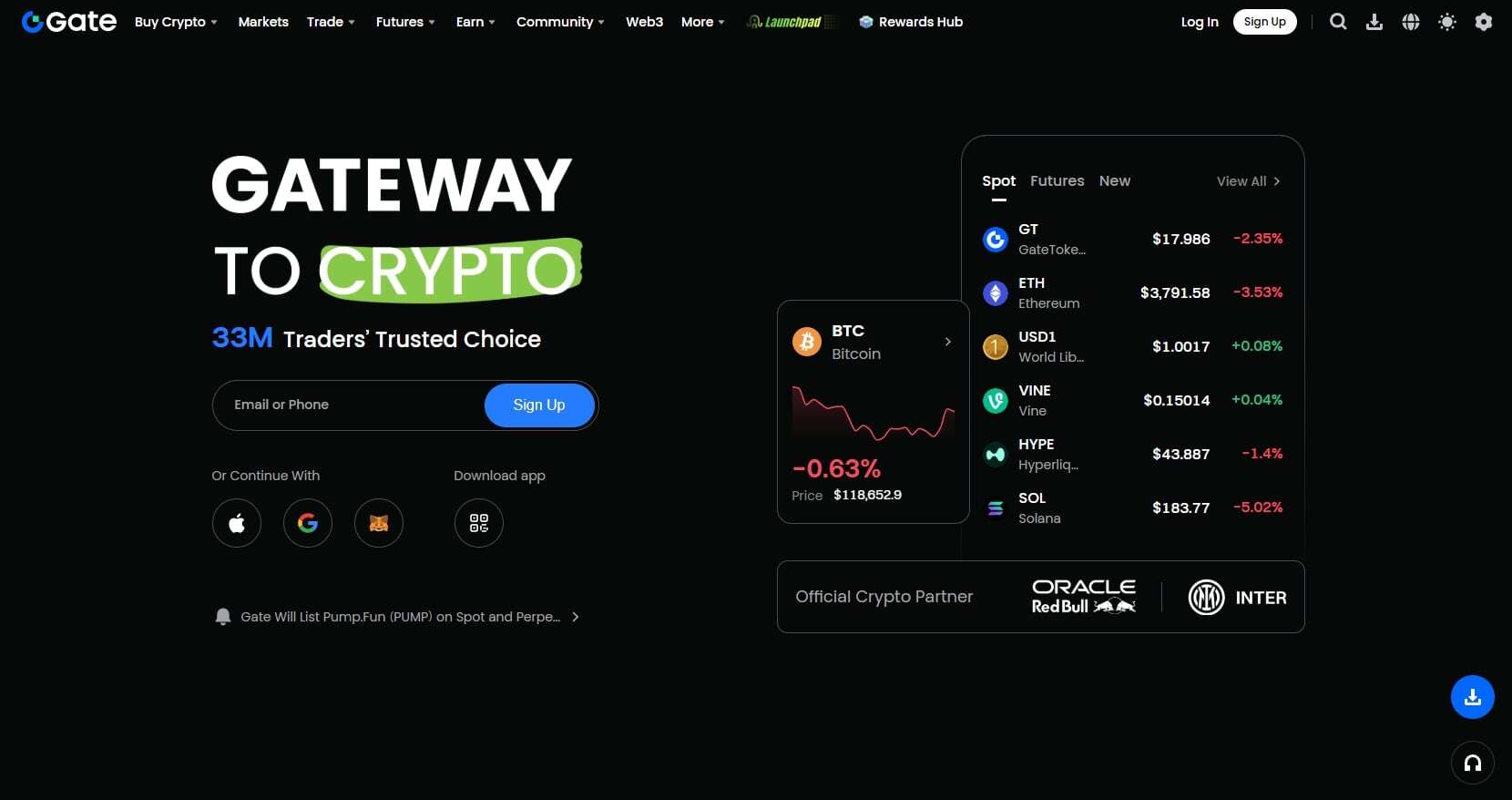 Gate.io homepage