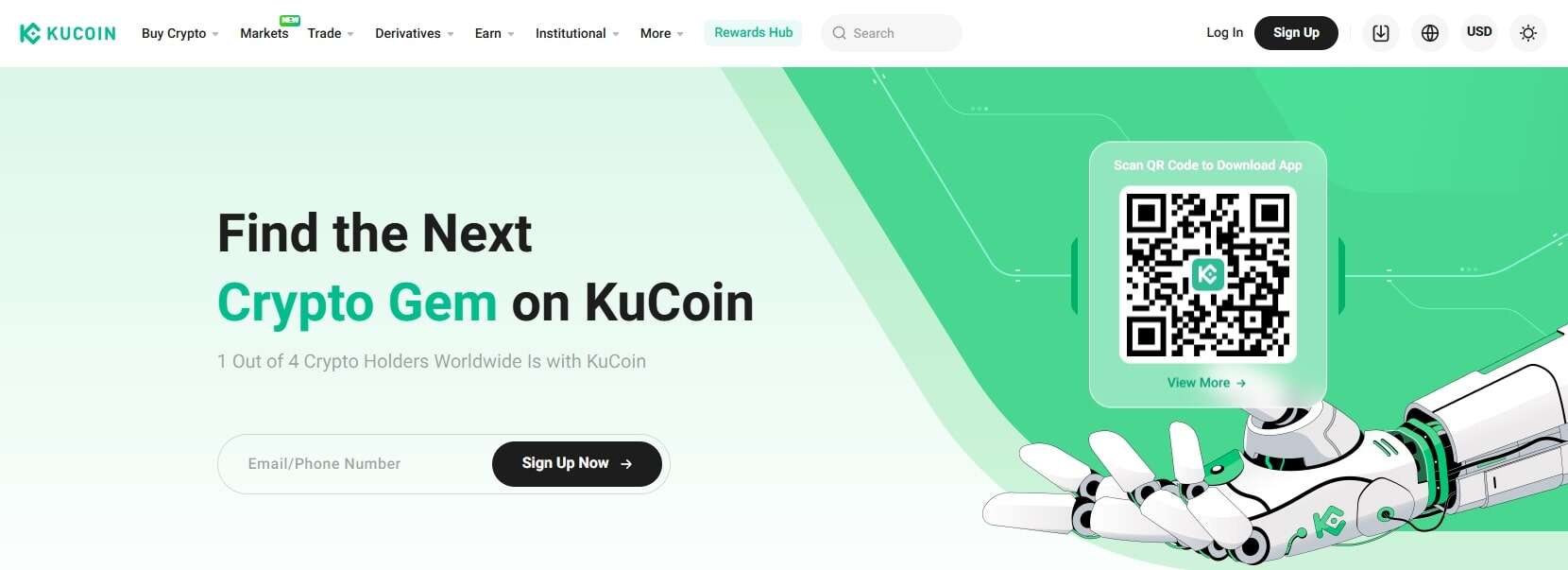 KuCoin homepage