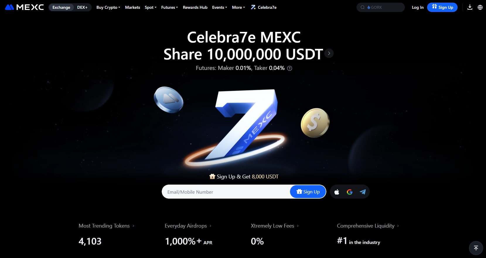 MEXC homepage