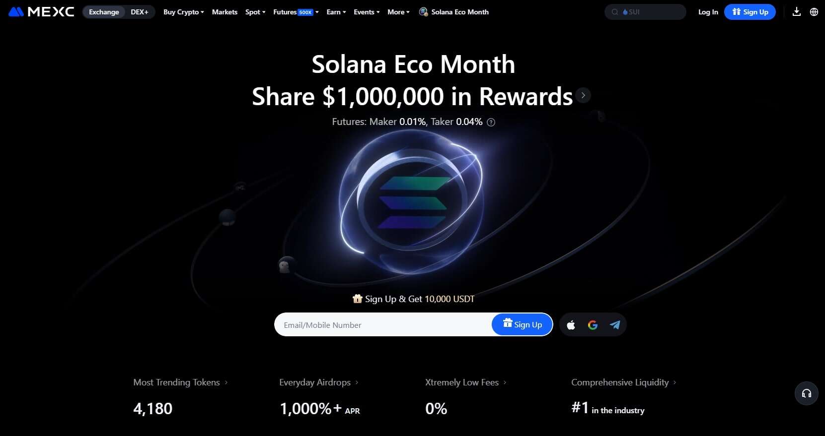 MEXC homepage