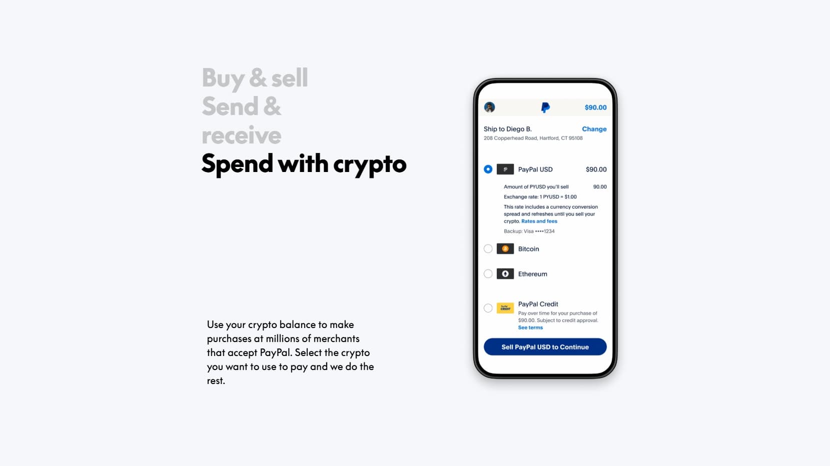 PayPal Crypto features