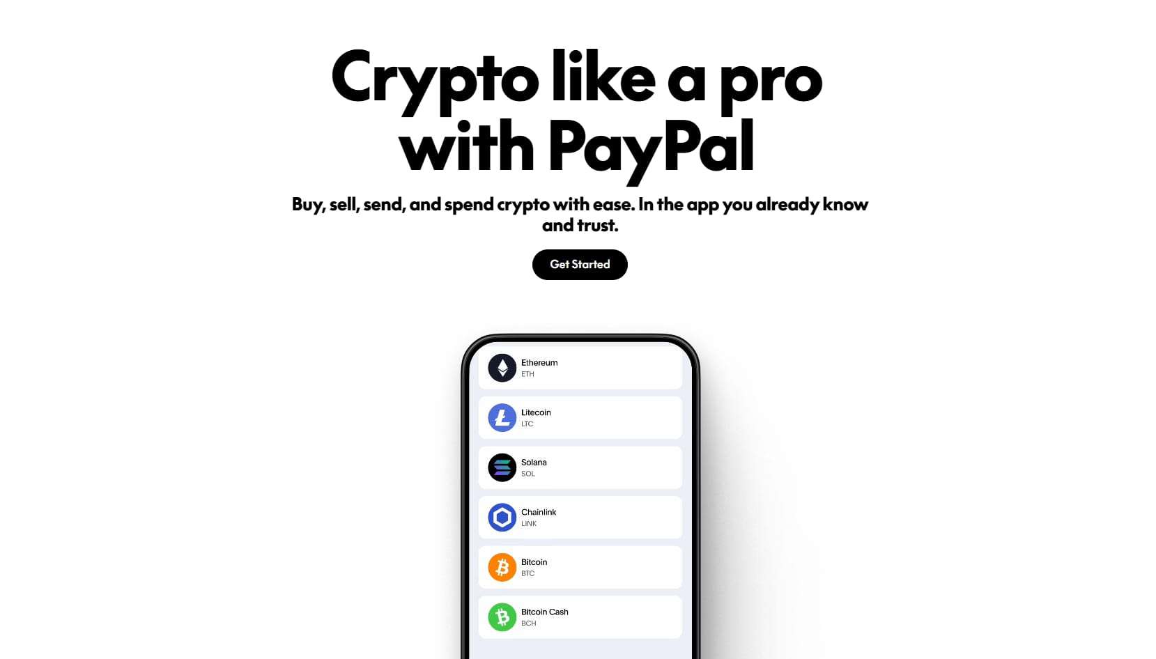 PayPal Crypto homepage