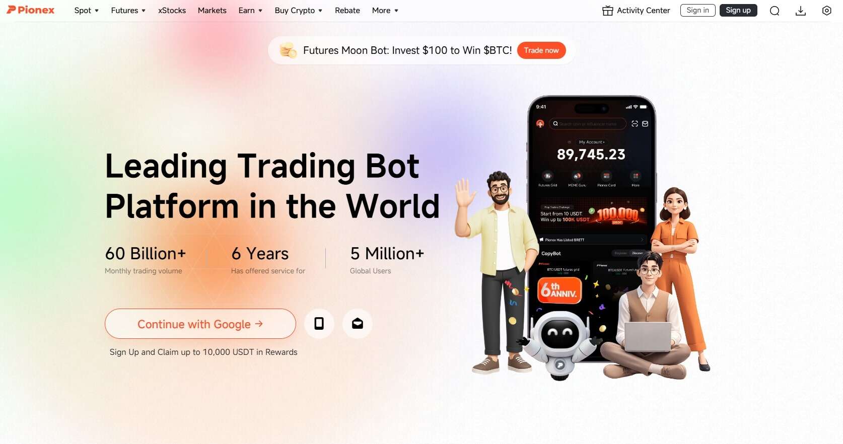Pionex homepage