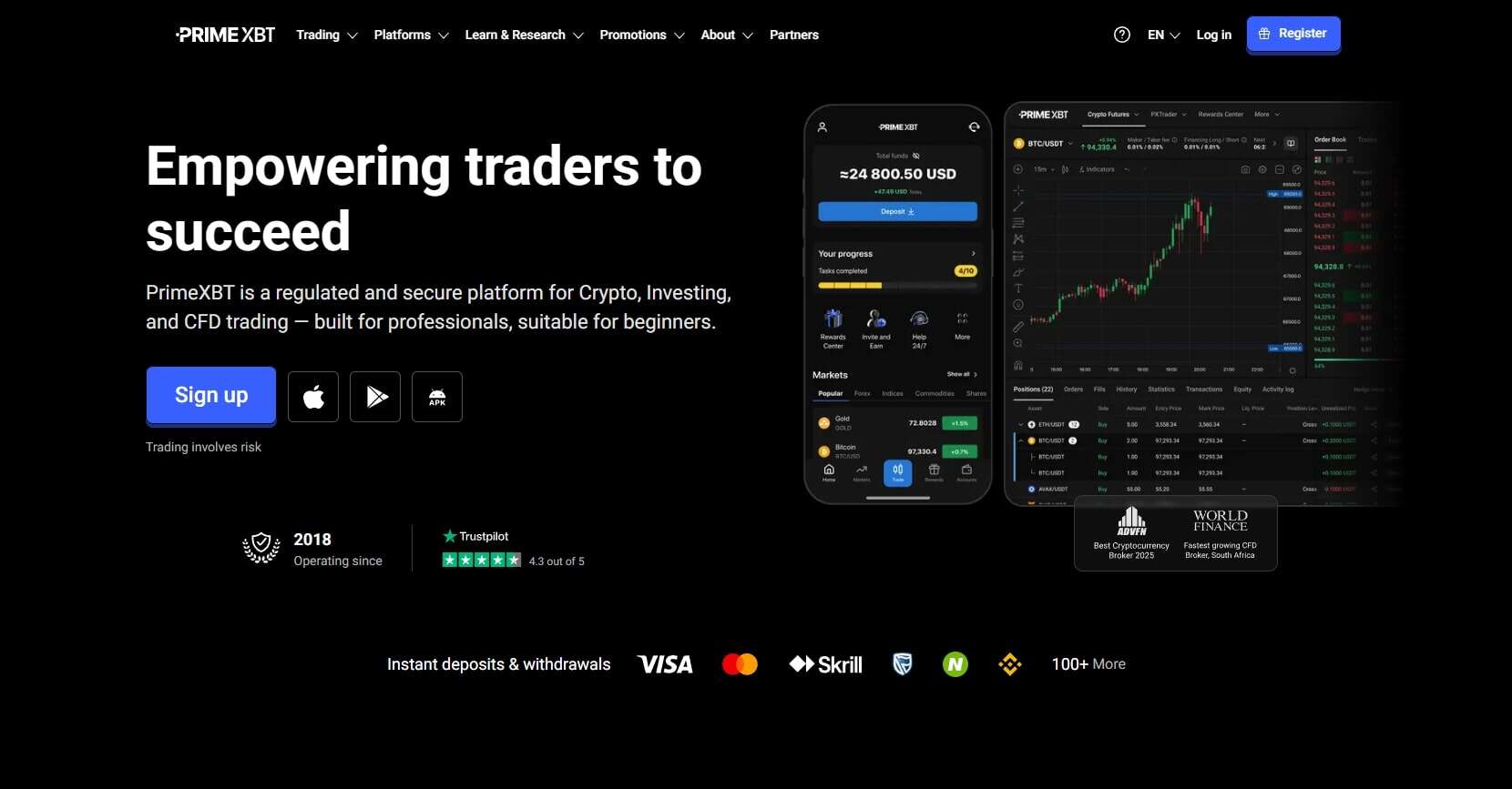 PrimeXBT homepage