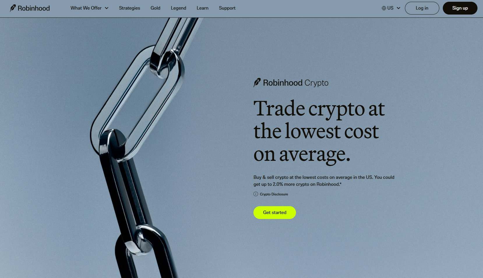 Robinhood Crypto homepage