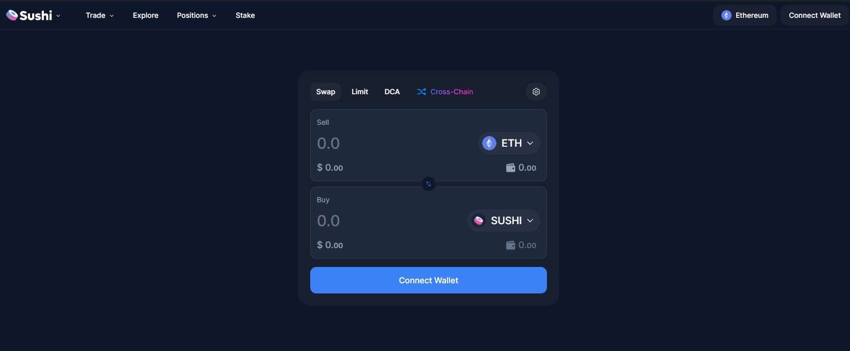 SushiSwap homepage