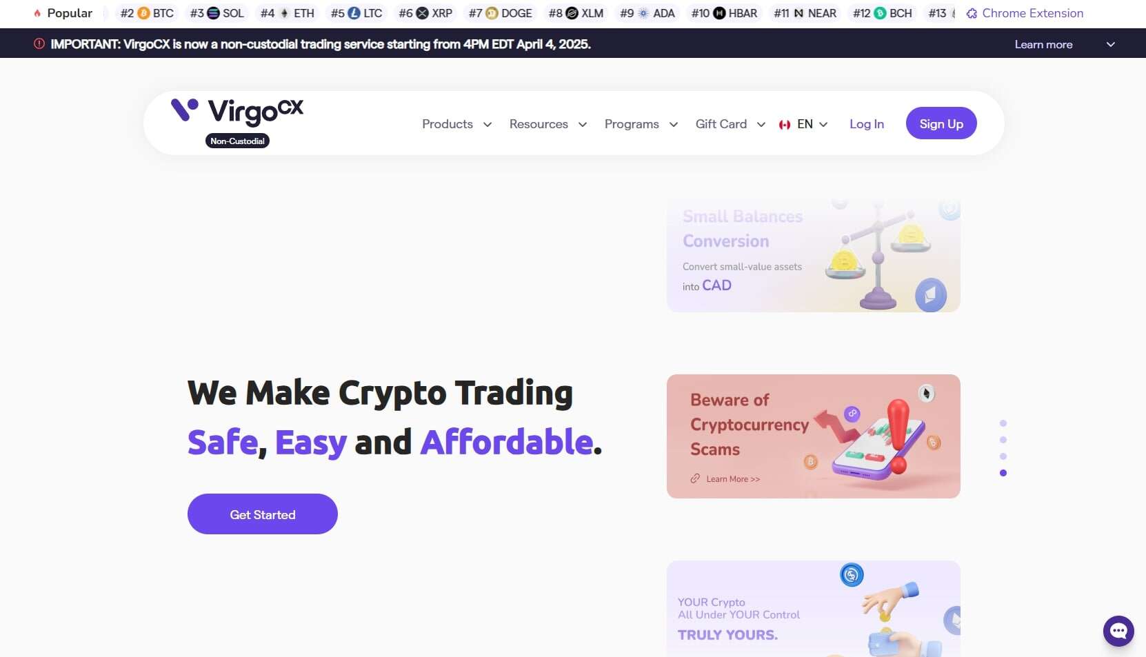 VirgoCX homepage