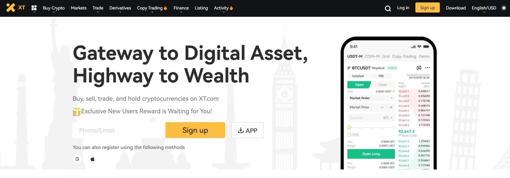XT.COM homepage