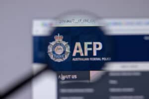 Australian Federal Police AFP company logo close-up on website page