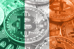Ireland bitcoin flag, national flag cryptocurrency concept
