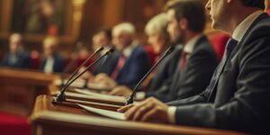Politicians at Podium, Conference, Debate
