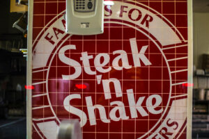 Steak n Shake fast food restaurant wall sign