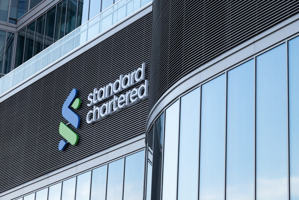 View at Standard Chartered logotype on the office