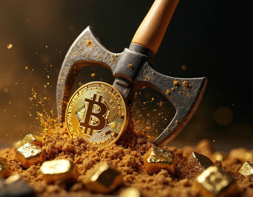 Bitcoin mining concept.