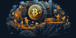 Bitcoin mining concept illustration