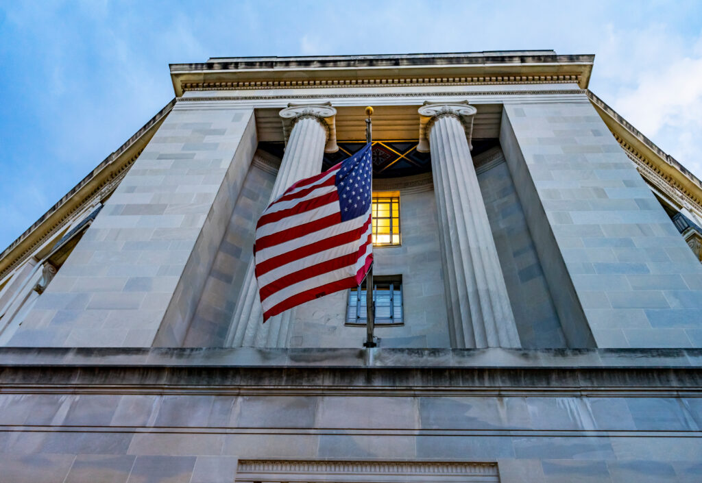 Facade Flags Robert Kennedy Justice Department Building Washington DC