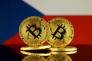 Physical version of Bitcoin and Czech Republic Flag