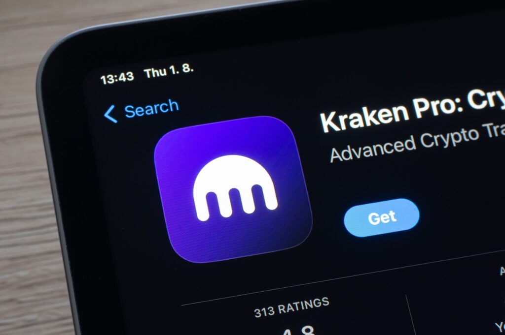 App store with Kraken Pro mobile application to buy and sell crypto currencies