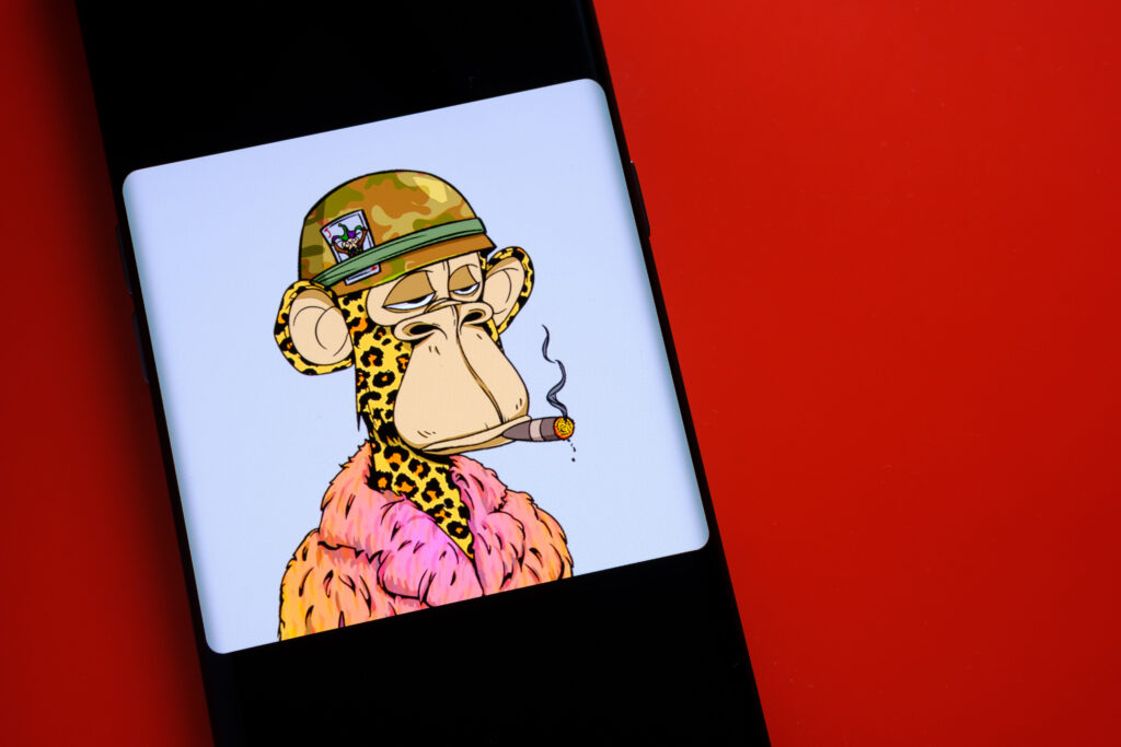 Bored Ape #6723 NFT seen on the smartphone screen. Snoop Dogg’s NFT.