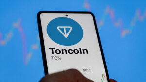 Investor analyzing Toncoin trend on a crypto exchange