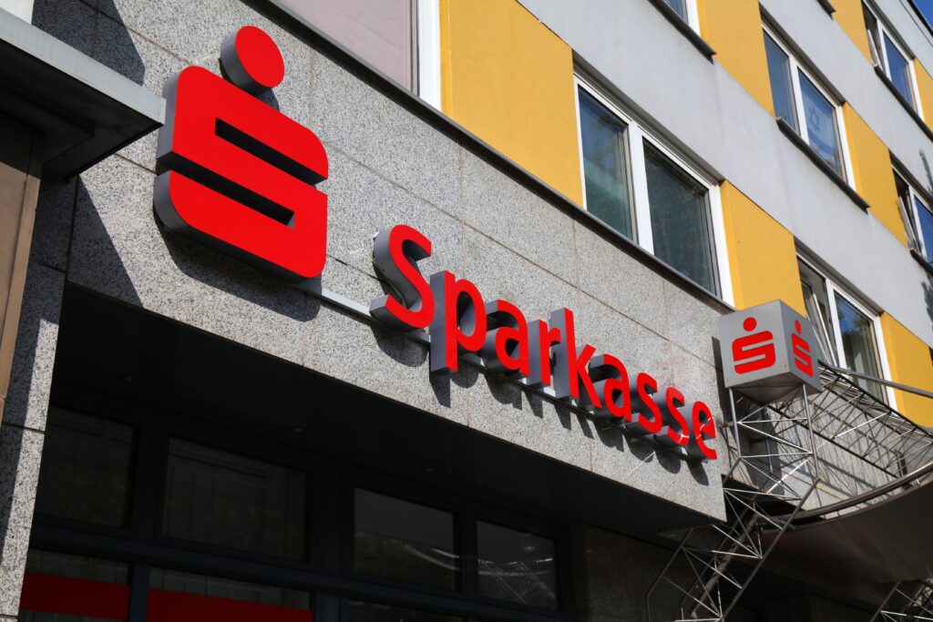 Sparkasse savings bank branch in Dortmund, Germany.