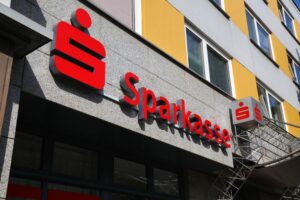 Sparkasse savings bank branch in Dortmund, Germany.