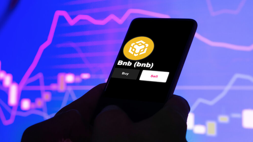 An investor's analyzing the bnb (bnb) coin on screen.