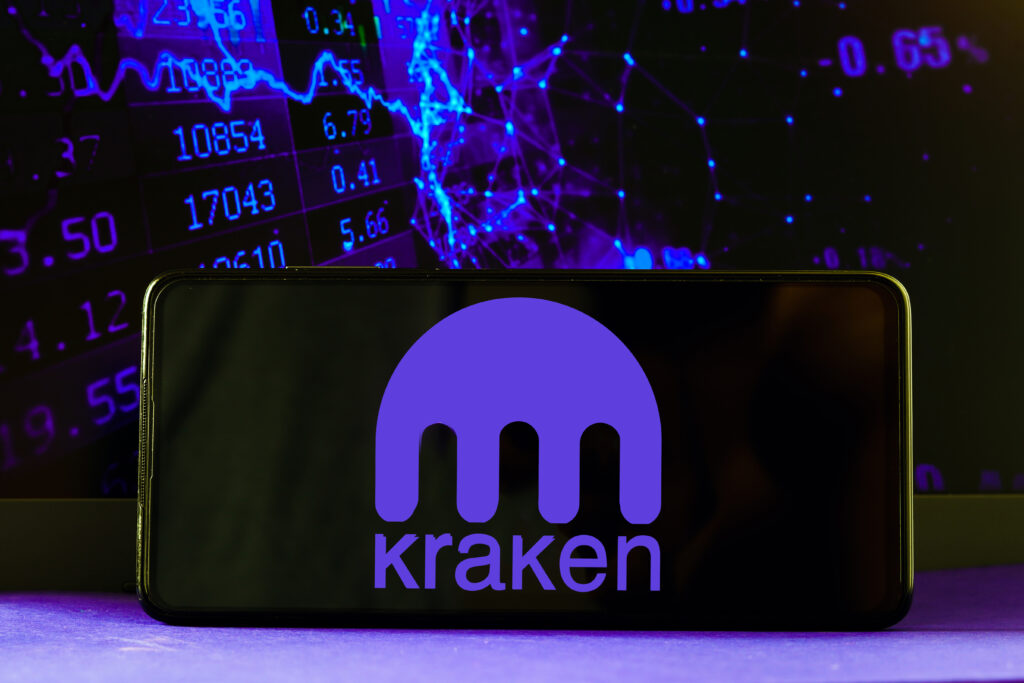 Kraken logo seen displayed on a smartphone
