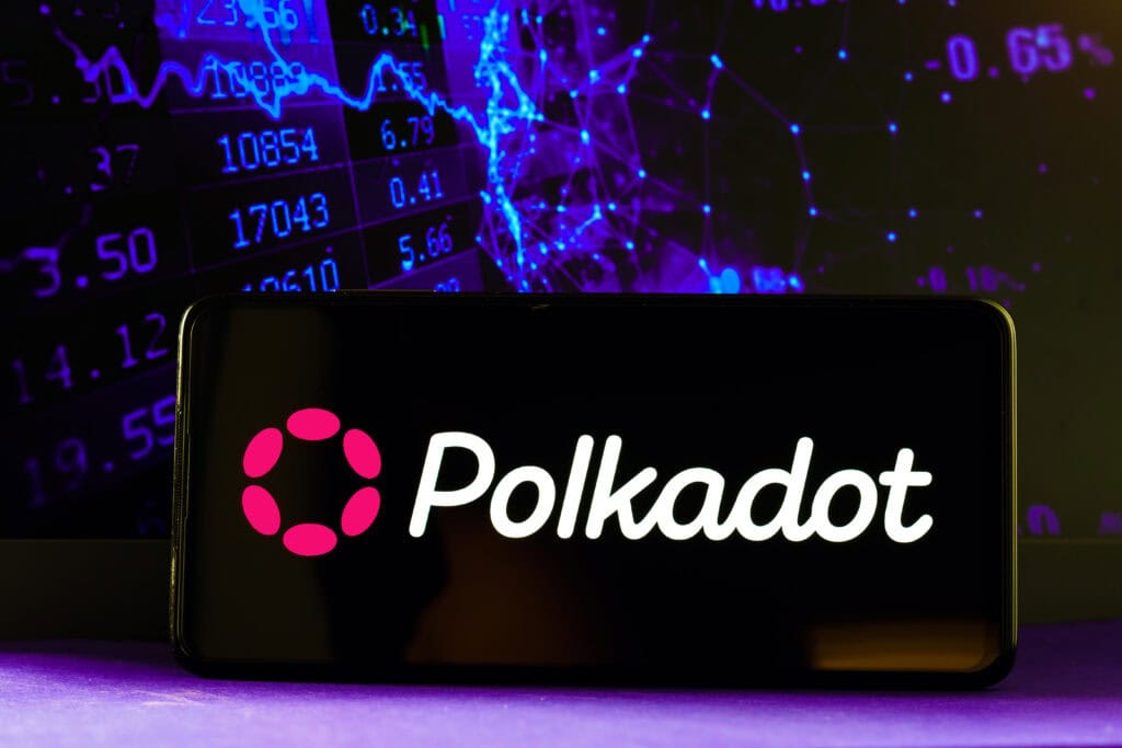 Polkadot logo seen displayed on a smartphone