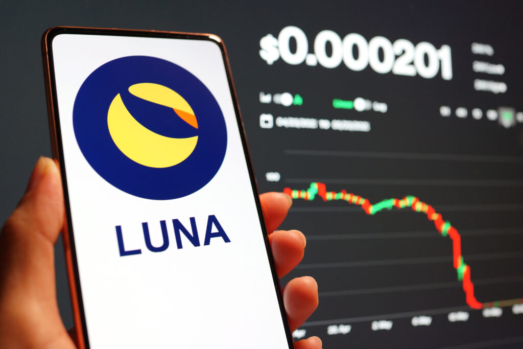 Terra LUNA crash sparks caution in cryto market, The LUNA price falls 96% in a day, pushing it to less than 10 cents.