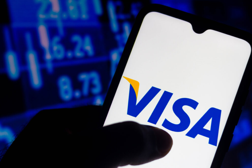 Visa logo seen displayed on a smartphone.