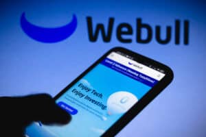 Webull Financial page seen displayed on a smartphone screen.