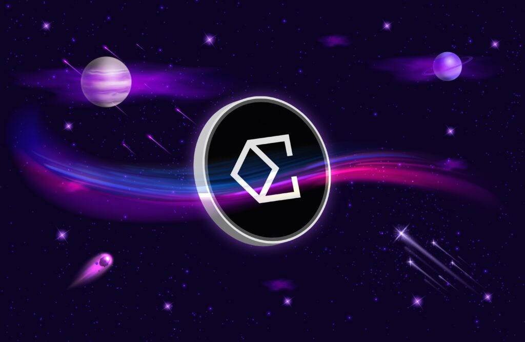 Ethena ENA virtual currency image in the digital background.