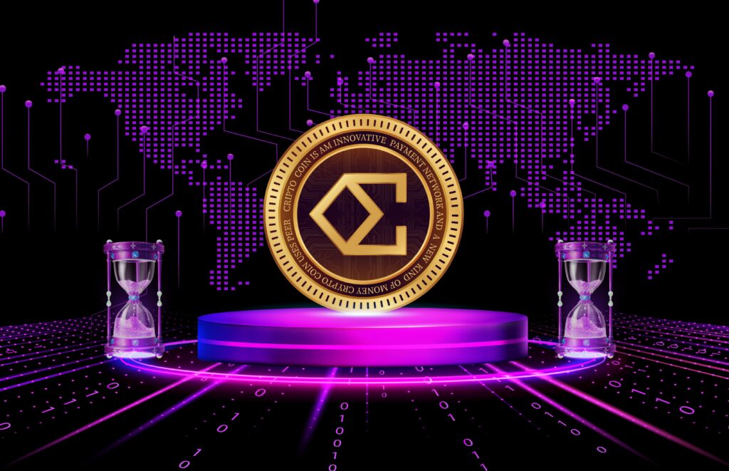 Ethena ENA virtual currency image in the digital background.