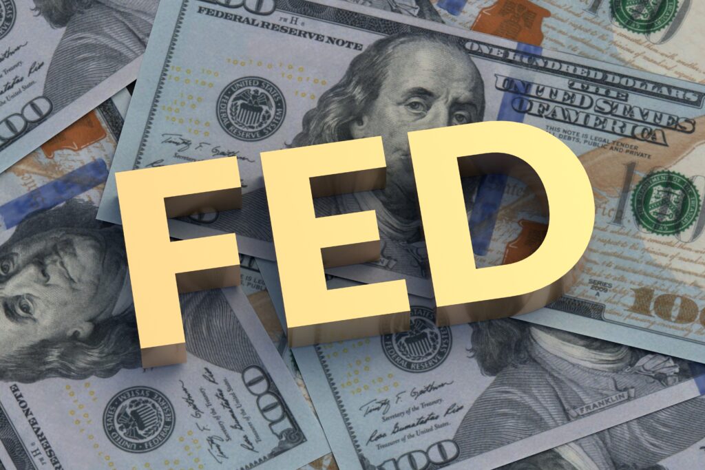FED word on us dollar banknotes.