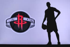 Houston Rockets logo of professional basketball club in american league.