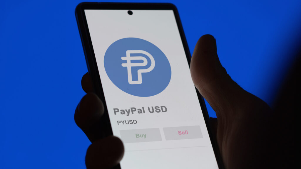 PayPal USD crypto asset on the screen of an exchange