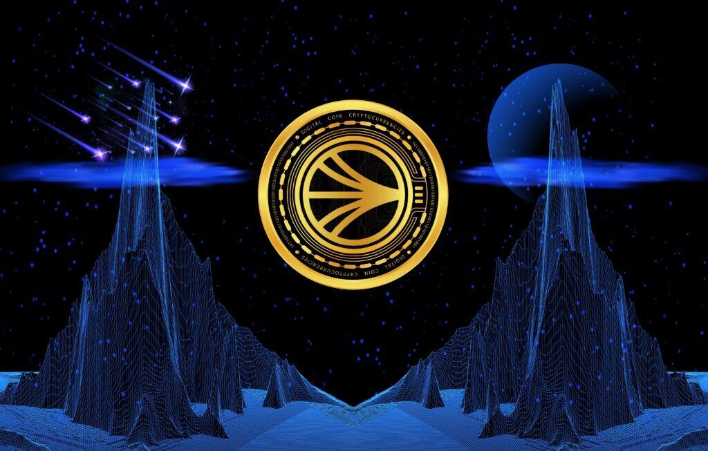 sonic cryptocurrency images on digital background.