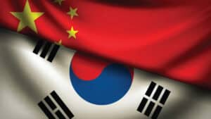 south korea and china flag fusion design