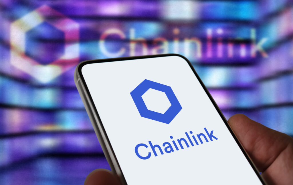 Chainlink decentralized blockchain oracle network displayed on mobile device