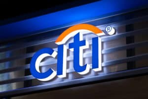 Citi bank and financial brand logo banking credit card and investment service in Citigroup Newyork company